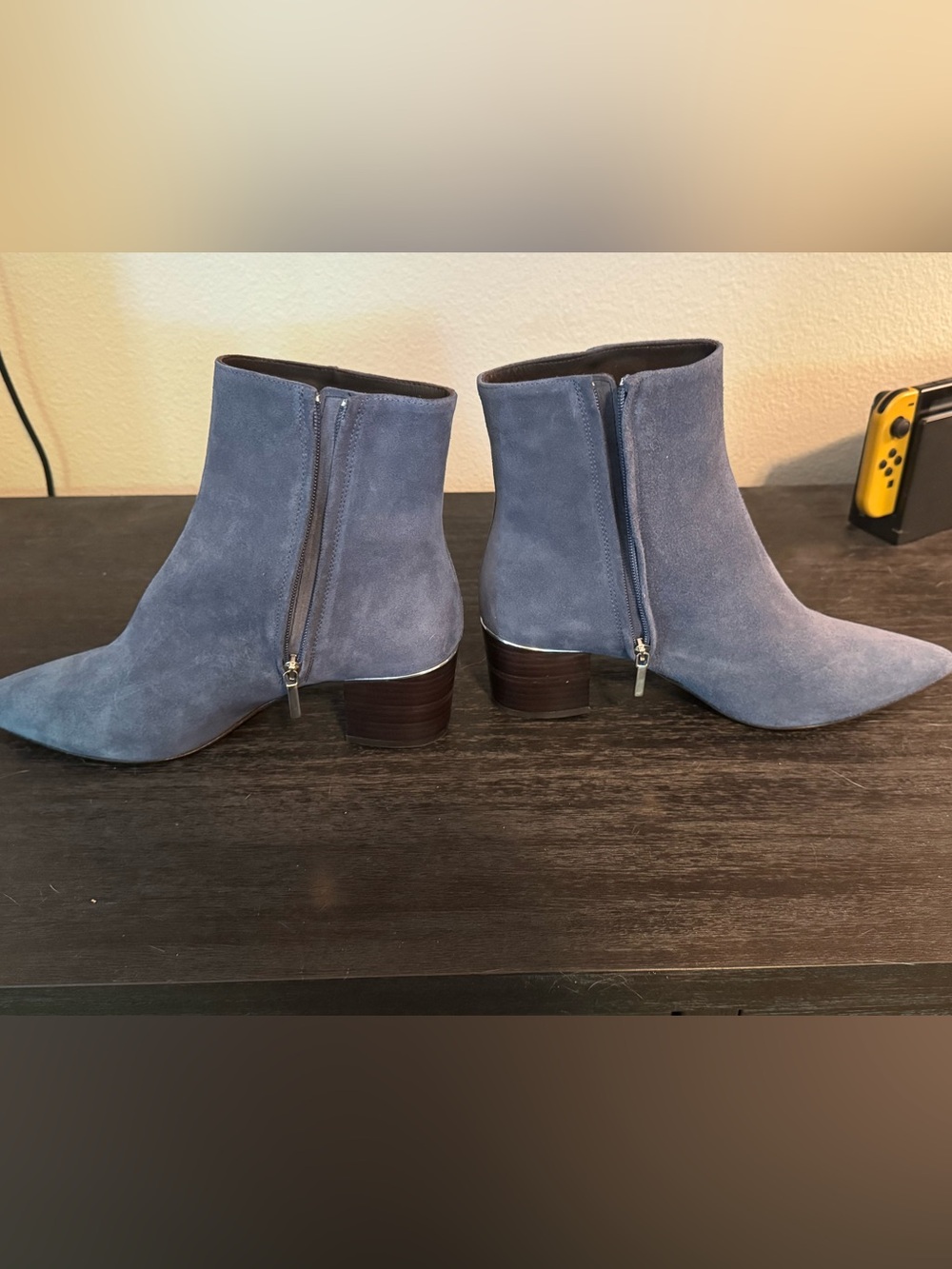 Thursdays Women’s Blue Suede Pointed Toe Ankle Boots
